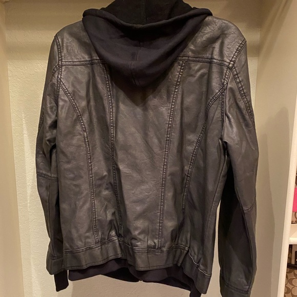 Made By Johnny Charcoal Faux Leather Jacket - Picture 9 of 16